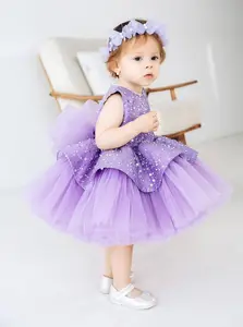 فستان للأطفال بنفسجي مطرز بالترتر فستان تنورة للفتيات لحفلات أعياد الميلاد فستان الأميرات للفتيات الصغيرات فستان سهرة رائع للأطفال