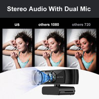 Webcam 1080P Autofocus Full Hd dengan Mikrofon Webcam Kamera Pc Usb Streaming untuk Panggilan Video Webcam