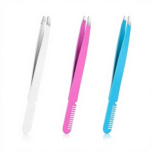 Pinzas de Precisión Quirúrgicas de Acero Inoxidable Premium con Punta Ultrafina y Micro-Recortador Integrado para Cejas, Hechas a Mano con Lujo - Product Image 1