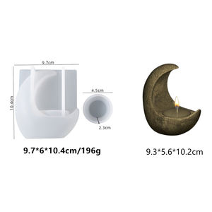 Bougies parfumées 3D en forme de lune, pot de bougie en plâtre, ornements en résine de ciment, moule en silicone pour artisanat - Product Image 2