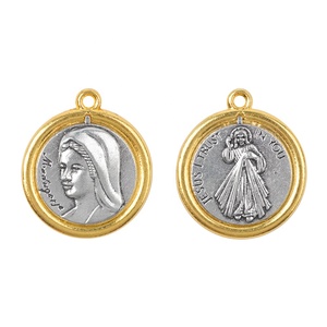 Médaille double face Divine Miséricorde et Vierge Marie en alliage or et argent, pendentif catholique pour chapelet - Product Image 5