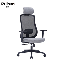Chaise de bureau contemporaine de style exécutif à dossier haut, pivotante, ergonomique, avec support lombaire, en maille, réglable en hauteur (3 vérins à gaz), pour l'école
