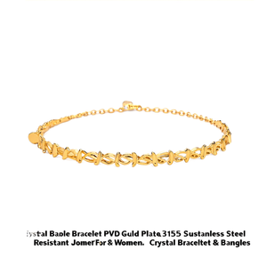 Crystal Cross <b>Bangle</b> <b>Bracelet</b> PVD Gold Plated 316L Stainless Steel Classic Everyday Wear Sustainable Resistant Jewelry for Women - Product Image 2