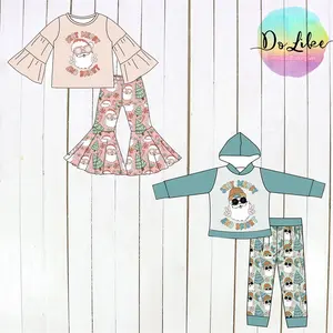 Одежда для мальчиков с рождественским узором, оптовая продажа, детская одежда, зимние комплекты одежды для девочек
