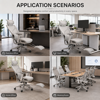 Chaise de bureau ergonomique à dossier haut en maille avec repose-pieds rétractable, accoudoirs réglables, design rayé respirant, directement de l'usine