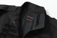 Veste Napoléonienne Personnalisée en Toile Style Chinois Polyvalente à Épaulettes Courtes pour Homme, Veste Housseur Tressée Gothique Steampunk