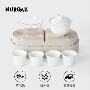 Juego de té portátil NURGAZ, kit de viaje de porcelana blanca, diseño compacto para uso en exteriores - Product Image 2