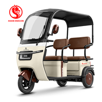 Tricycle électrique semi-fermé 72V 20000W à 3 vitesses avec auvent, tricycle passager stable anti-basculement avec batterie au plomb-acide