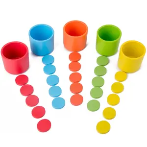 HOYE शिल्प रंग मिलान खेल प्रारंभिक शिक्षा खिलौने लकड़ी के रंग छँटाई कप बच्चों के लिए