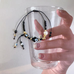 Joyería trenzada hecha a mano cuentas de cristal perla Nazar mal ojo religioso Palma pulseras ajustables brazaletes para mujeres - Product Image 5