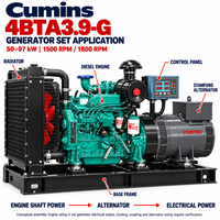 Mesin Diesel Asli DCEC Cummin 4BTA3.9-G G Drive 3.9L 4 Silinder 50 hingga 97 kW 1500/1800RPM untuk Genset Diesel