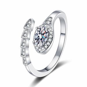 Fashion Jewelry <b>Adjustable</b> White Blue Cz Zircon Opening <b>Ring</b> <b>Silver</b> Plated Snake Shape <b>Ring</b> for Women - Product Image 5