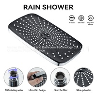 Douche carrée supérieure transfrontalière de 12 pouces, 4 fonctions, pommeau de douche à main pressurisé en acier inoxydable chromé, style Stellium