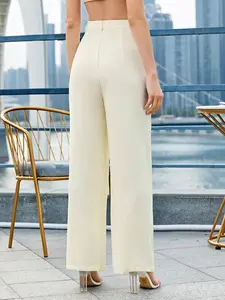 <span class=keywords><strong>Pantaloni</strong></span> da <span class=keywords><strong>tuta</strong></span> addensati a vita alta <span class=keywords><strong>pantaloni</strong></span> da donna autunno inverno Casual larghi sottili <span class=keywords><strong>Beige</strong></span> tinta unita <span class=keywords><strong>pantaloni</strong></span> Palazzo pieghettati con cerniera - Product Image 3