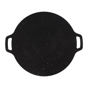 Plaque <span class=keywords><strong>de</strong></span> <span class=keywords><strong>cuisson</strong></span> ronde en fonte pour <span class=keywords><strong>barbecue</strong></span> coréen antiadhésive à épaisseur multiple, vente chaude, avec double poignée - Product Image 5