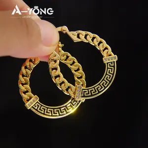 Роскошные серьги-кольца с золотым покрытием 18 карат