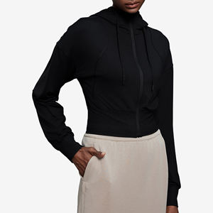 Veste de <span class=keywords><strong>sport</strong></span> à capuche tendance pour femmes Cardigan cintré à la taille Haut à manches longues Vêtements de yoga Veste de fitness polyvalente décontractée - Product Image 3