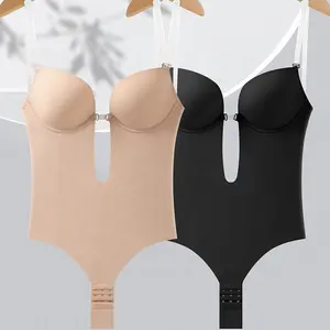 Dikişsiz nefes karın kontrol karın Push Up tanga Backless skims Shapewear Bodysuit vücut şekillendirici sutyen ile kadınlar için