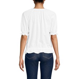 FOXA Women's Elbow Sleeve Lightweight Jersey Blouse With Gathered Adjustable Hem Casual Everyday Wear - Product Image 2