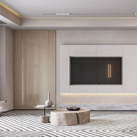 Meuble TV moderne de luxe léger Benovo, ensemble table basse et meuble TV pour salon, en bois massif avec rangement pour la maison