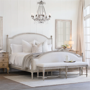 עיצוב עכשווי מודרני עץ מיטת קיר צרפתית כפרי בסגנון הבליה גימור לבן המלכה המלכה קינג רהיטי חדר שינה - Product Image 2