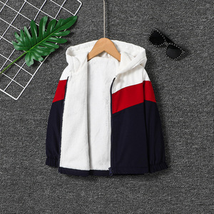 Veste d'hiver coupe-vent à capuche et fermeture éclair pour garçons Vêtements pour enfants avec couleurs contrastées <span class=keywords><strong>Pull</strong></span> épais - Product Image 2