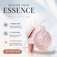 Flacon de parfum sphérique de luxe avec pompe pulvérisatrice, atomiseur, testeur, emballage d'huile, flacons de parfum