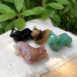 Esculturas de Animales de Cristal Pequeñas al por Mayor, Tallado de Perro Corgi en Cristal Natural Suelto para Regalos - Product Image 2