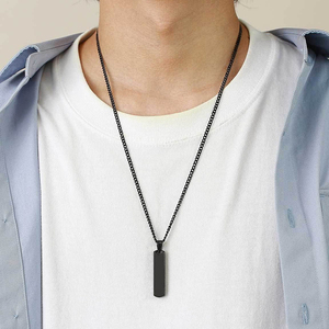Gran oferta, <span class=keywords><strong>pareja</strong></span>, cadena de clavícula de acero inoxidable grabada personalizada, collar con colgante cuadrado largo geométrico multicolor Simple - Product Image 1