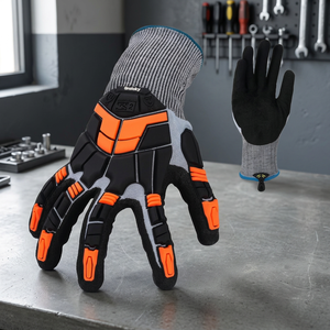 New Mechanic Leather Nitrile Anti-Impact A5 Cut-Resistant Breathable Anti-Slip Touchscreen Impact Level 2 Safety <b>Gloves</b> - Product Image 3