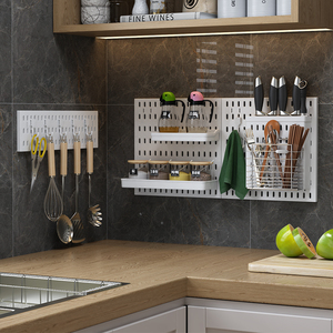 Organizer per Desktop in plastica pieghevole a un solo livello, senza foro, supporto per riporre a muro, cucina, strumento per risparmiare spazio, spezia - Product Image 5