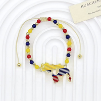 CH-JDT781 Bracelet tendance en perles de verre bleues, jaunes et rouges, bracelet en émail avec carte, bijoux en cuivre faits à la main, vente en gros pour femmes