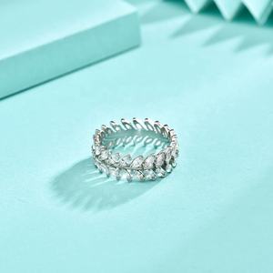 <span class=keywords><strong>GR51</strong></span> Bague de déclaration d'éternité pour femmes Bague de cocktail en argent sterling Coupe marquise Zircon cubique Pierre Blé CZ Bijoux Bagues fines - Product Image 2