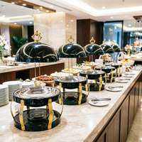 Catering-Buffet-Restaurantausrüstung Luxuriöser Eleganter Schwarzer Chafing Dish Runde Hängende Chafing Dishes für Hotel und Hochzeit