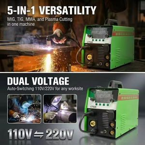 เครื่องเชื่อมอเนกประสงค์ CT-520 200A 6 in 1 รองรับแรงดันไฟฟ้าคู่ 110V 220V สำหรับงานเชื่อม MIG TIG MMA ตัดพลาสม่า และเชื่อมฟลักซ์คอร์แบบไม่ใช้แก๊ส - Product Image 5