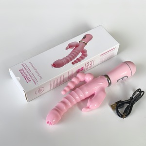 <strong>Pink</strong> <strong>Anal</strong> Clit Triple <strong>Anal</strong> Heads Vibrator G-spot Dildo Rabbit Tapping g Spot Vibrators for Women - Product Image 4