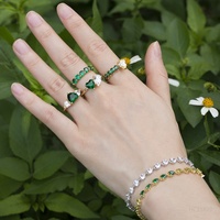 Moda donna smeraldo 14K/18K Designer all'ingrosso anello in argento Sterling 925 con diamanti anello in argento placcato oro con pietre preziose