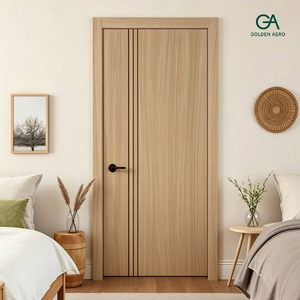 ประตูภายในไม้เนื้อแข็ง รุ่น GA-03L ของ Golden Aero ดีไซน์เรียบหรูทันสมัย พร้อมลายร่องตกแต่ง สำหรับห้องนอนและอพาร์ตเมนต์ - Product Image 3
