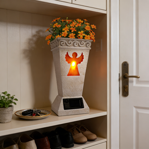 Farol Solar con Forma <span class=keywords><strong>de</strong></span> Ángel y Luz Naranja, Decoración <span class=keywords><strong>para</strong></span> <span class=keywords><strong>Cementerio</strong></span> con Base <span class=keywords><strong>de</strong></span> Panel Solar, Recuerdo <span class=keywords><strong>de</strong></span> Ángel <span class=keywords><strong>para</strong></span> Patio - Product Image 2
