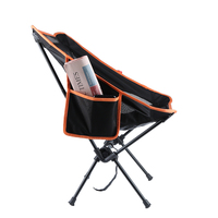 Nouvelle Arrivée Chaise d'extérieur moderne légère en aluminium avec poches latérales doubles, pliable, style Moon Chair, avec pieds en forme de patte de canard