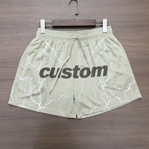 Custom Printed Lightning Pattern Men's Quick Dry Drawstring Shorts Double <b>Layer</b> Mesh Fabric Casual Style <b>Mid</b> Waist Short - Product Image 1