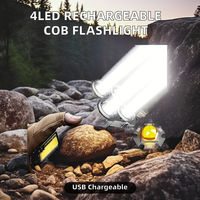 Lampe de poche multifonctionnelle 4LED COB rechargeable Projecteur longue portée Lampe de camping Lampes de poche tactiques avec corps en ABS