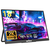 Moniteur portable 2K 16 pouces 240Hz QHD IPS Écran de jeu 2560x1600 16:10 FreeSync Type C HDMI pour PS5 Switch