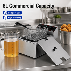 เครื่องทอดไฟฟ้าเชิงพาณิชย์ 6 ลิตร แบบถังเดี่ยว 2.5 กิโลวัตต์ สำหรับทอดเฟรนช์ฟรายส์ ไก่ ของว่าง ร้านอาหาร และบริการจัดเลี้ยง - Product Image 3