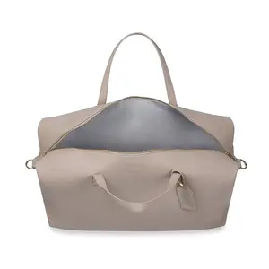 Bolsa de couro pu dobrável para viagem, bolsa feminina dobrável feita em couro sintético de poliuretano com grande capacidade para o fim de semana