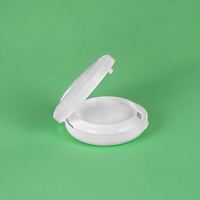 Estuche Compacto Redondo Blanco Mate para Polvos Compactos con Dos Compartimentos y Espejo, Materiales Reciclados, Capacidad de 7g+9g+15g