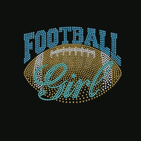 Transfert thermocollant en strass motif fille footballeuse pour T-shirt, vente en gros usine