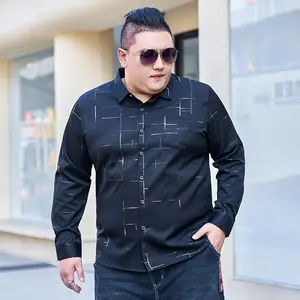 Biggest XXXXL spring autumn new arrival man's casual style long sleeve slim fit print blouse shirt