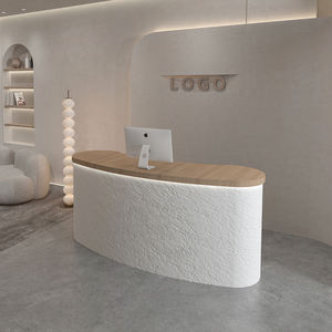 Mostrador de Recepción Moderno de Imitación Piedra para Salón de Belleza Pequeño, Peluquería o Barra de Bar, Mostrador de Tienda de Madera - Product Image 2