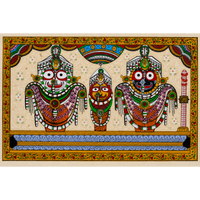 Peinture artisanale en gros du Seigneur Jagannath sur pâte à papier, Art populaire traditionnel de l'Odiya, Décoration murale, Œuvre d'art religieuse du patrimoine indien